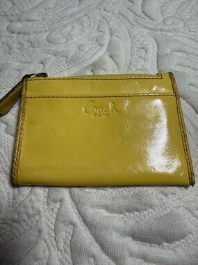 Coach Yellow Patent Leather Card Wallet